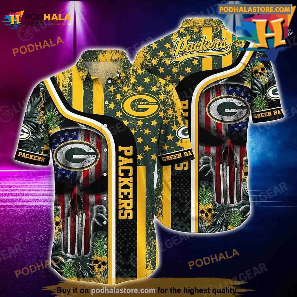 Green Bay Packers Hawaiian Shirt With Tropical Skull Patterns