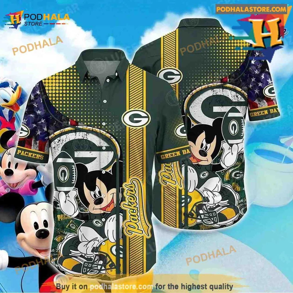 Green Bay Packers Mickey Mouse Hawaiian Shirt With Vibrant Design