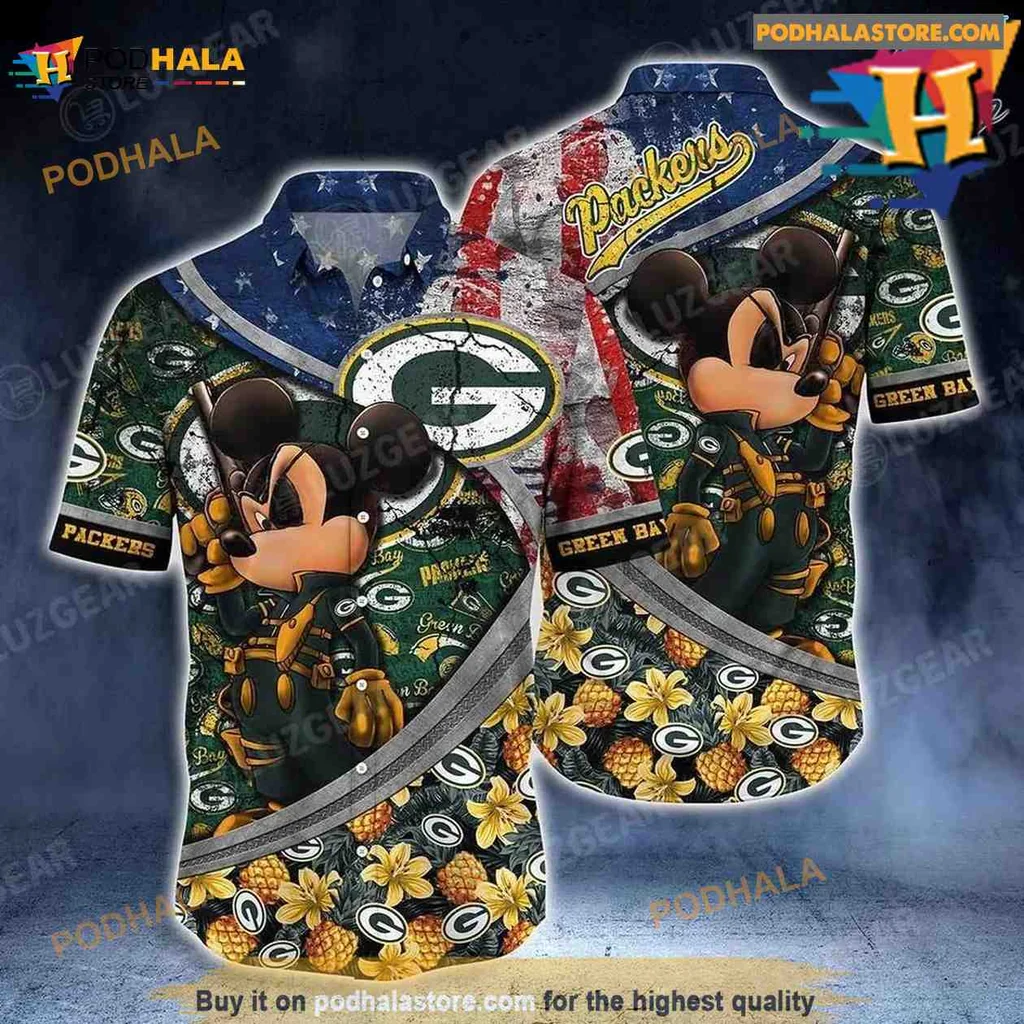 Green Bay Packers Mickey Mouse Hawaiian Shirt With Vibrant Team Colors
