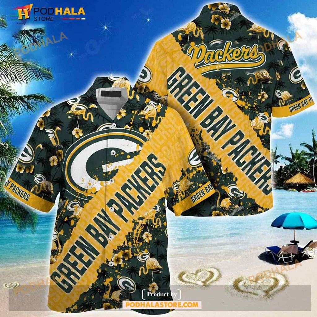 Green Bay Packers Summer Shirt With Tropical Patterns And Team Logo