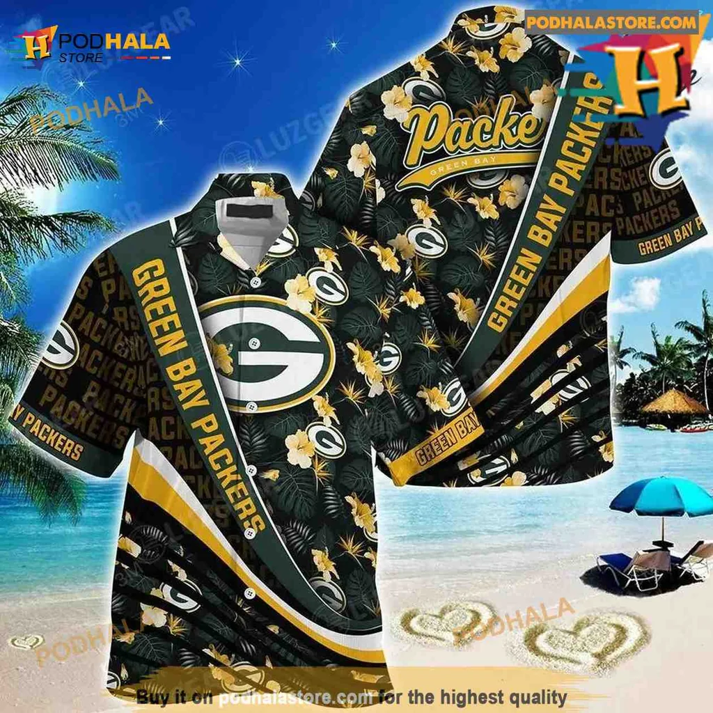 Green Bay Packers Tropical Hawaiian Shirt With Floral Pattern For Fans