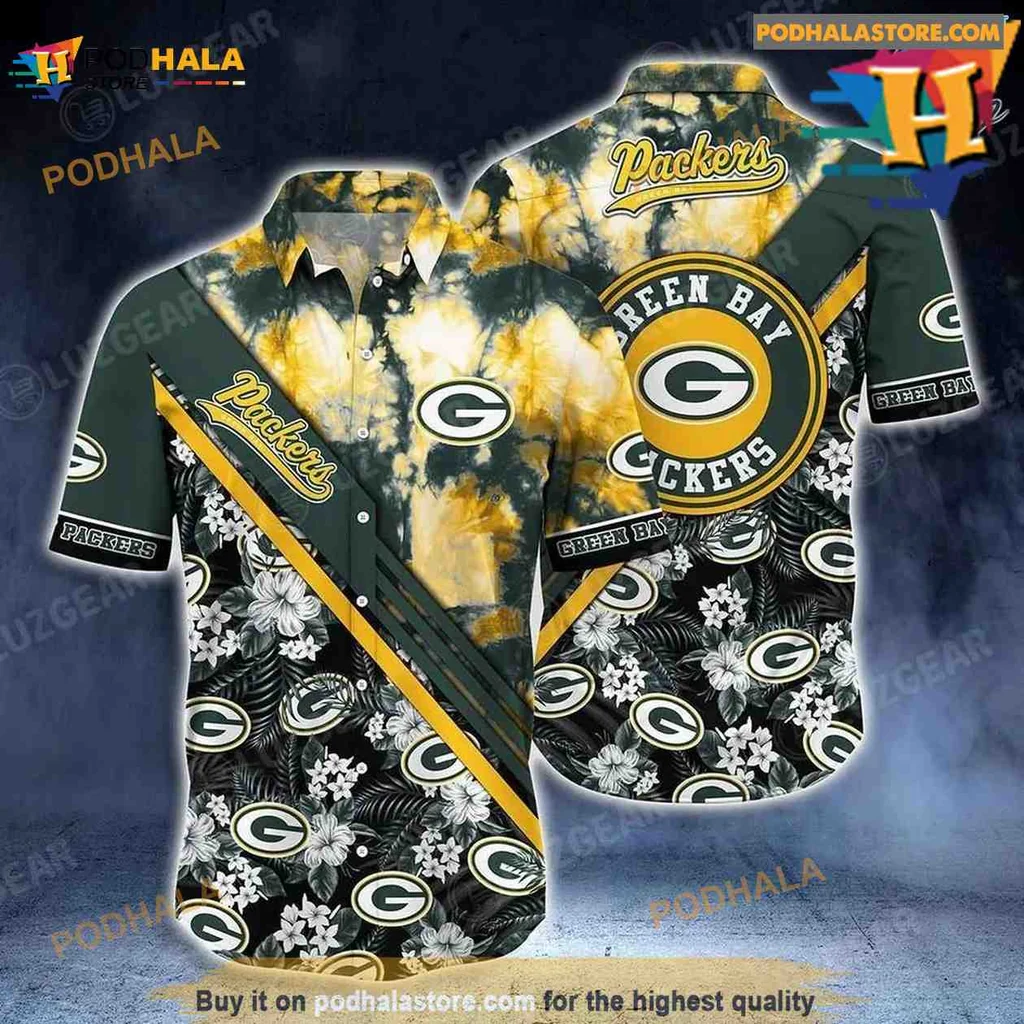 Green Bay Packers Tropical Hawaiian Shirt With Floral Patterns