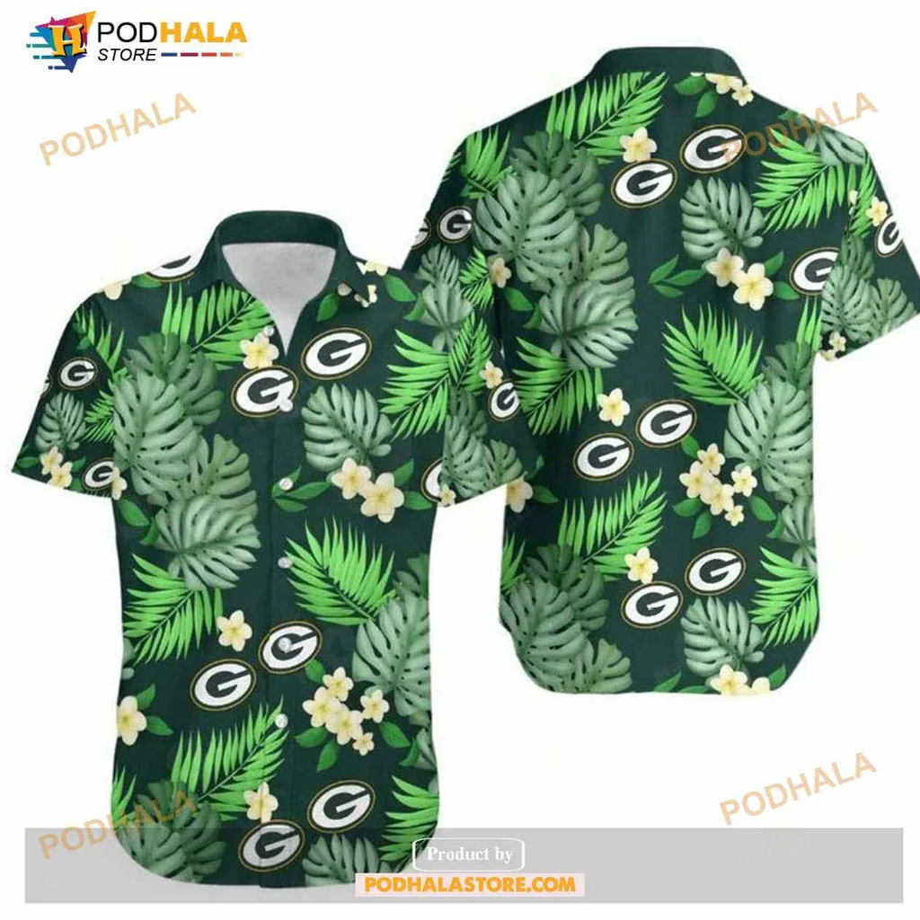 Green Bay Packers Tropical Hawaiian Shirt With Hibiscus Flowers