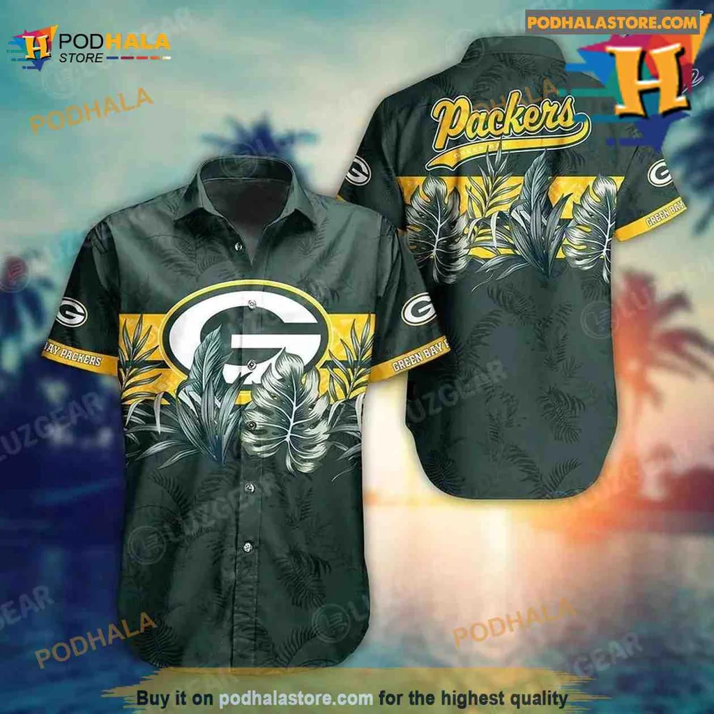Green Bay Packers Tropical Hawaiian Shirt With Palm Leaves Design