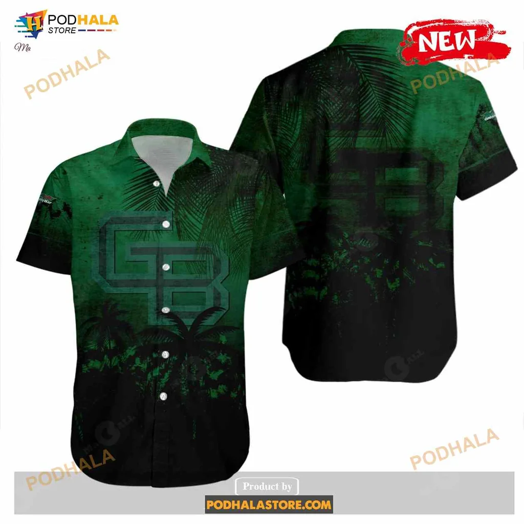 Green Bay Phoenix Tropical Hawaiian Shirt With Palm Leaves And Grunge Design