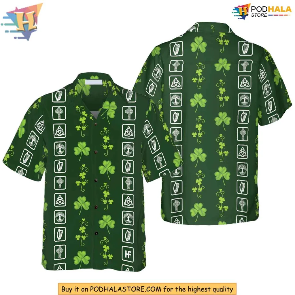 Green Shamrock Hawaiian Shirt For St Patricks Day Celebrations