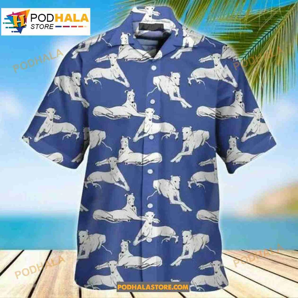 Greyhound Lounging Vintage Hawaiian Shirt With Playful Beach Vibe