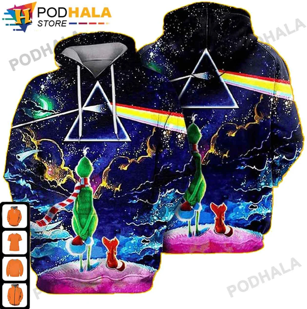 Grinch And Dog 3d Hoodie, Colorful Whimsical Christmas Design