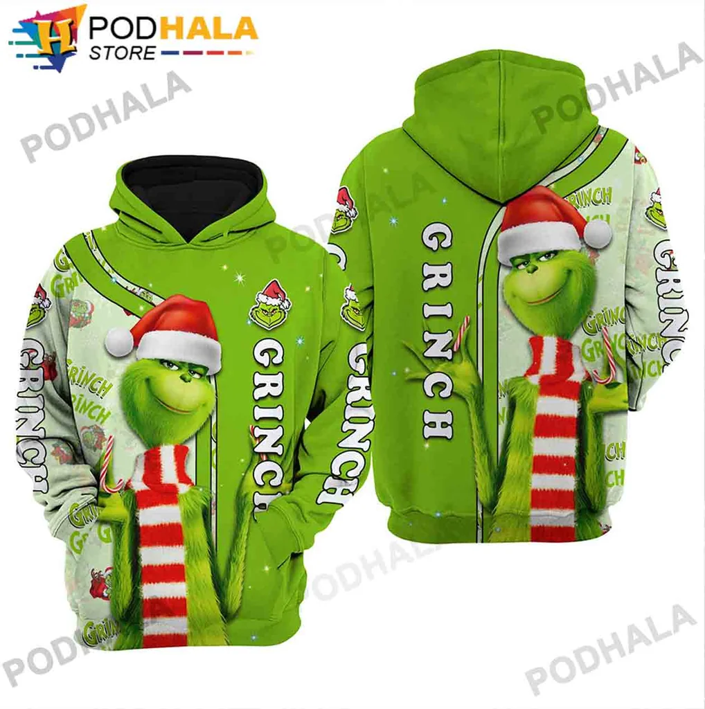 Grinch Christmas 3d Hoodie With Playful Design And Festive Colors