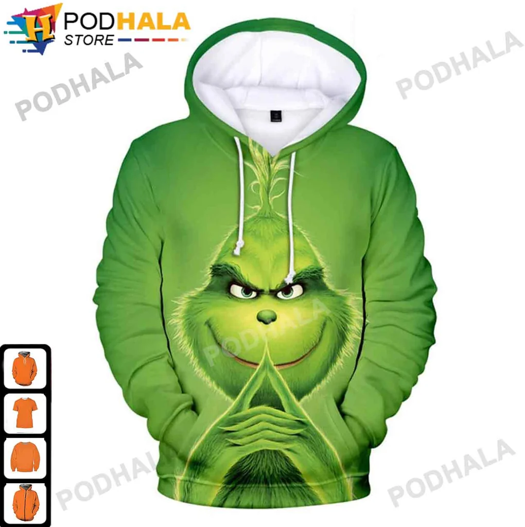 Grinch Christmas 3d Hoodie With Playful Graphic Design