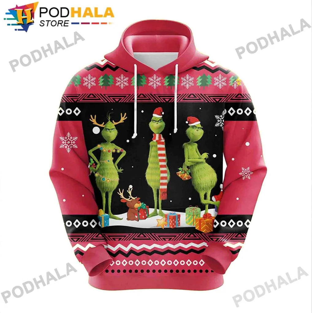 Grinch Christmas Reindeer 3d Hoodie With Festive Design