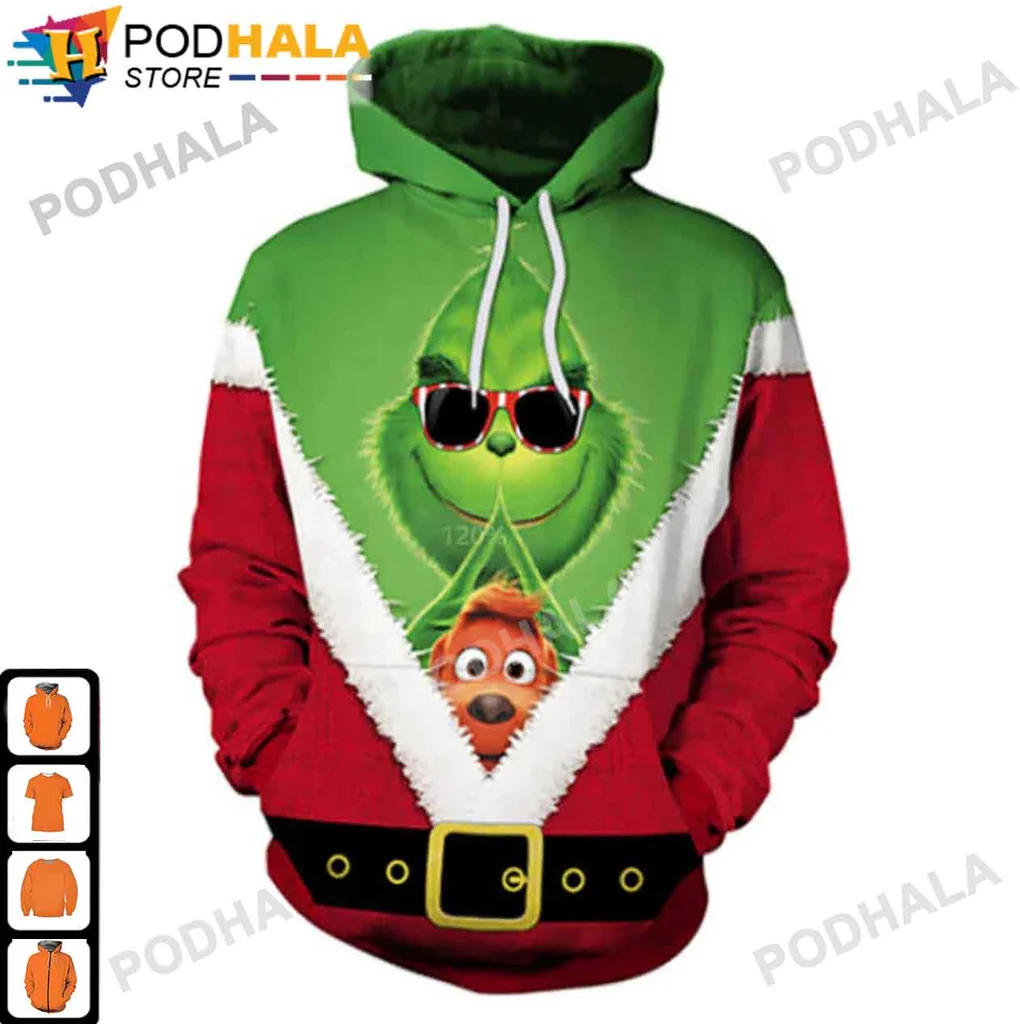 Grinch Max Christmas 3d Hoodie With Santa Claus Design