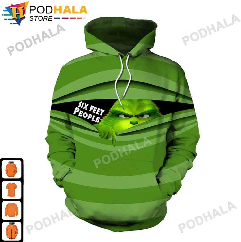 Grinch Six Feet People 3d Hoodie For Quirky Holiday Fun