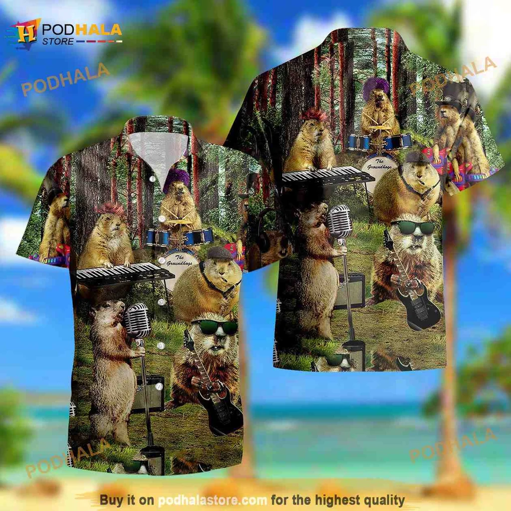 Groundhog Music Lover Hawaiian Shirt With Playful Design