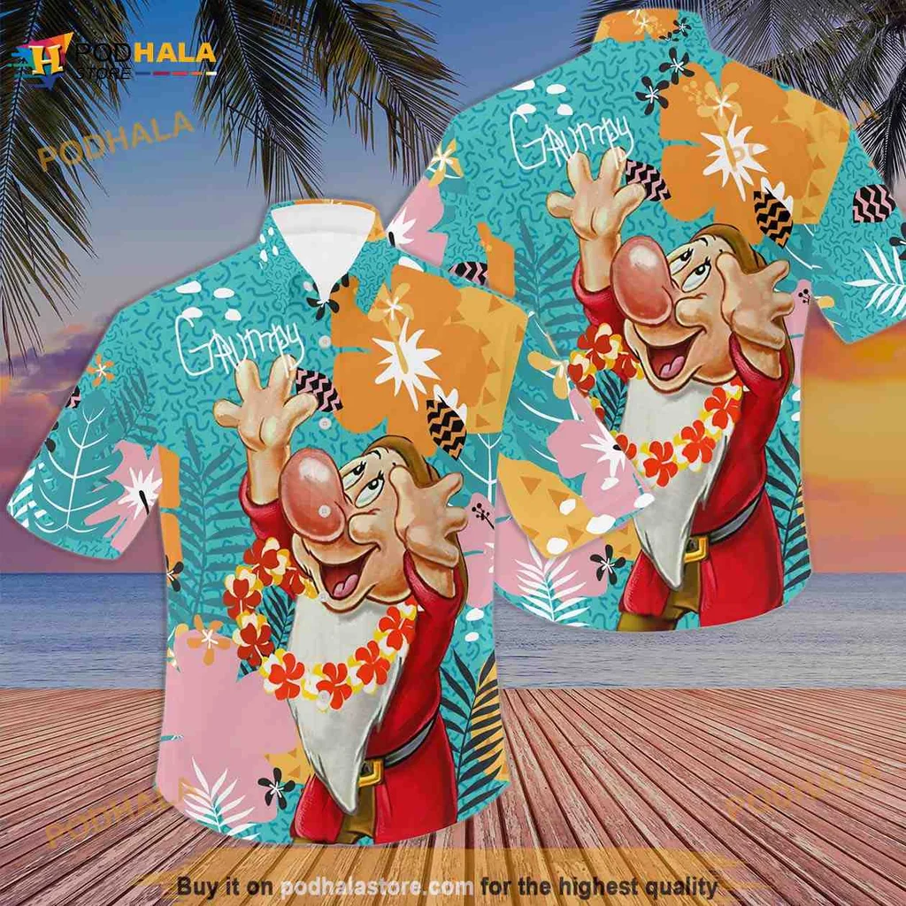 Grumpy Cartoon Character Hawaiian Shirt With Tropical Elements