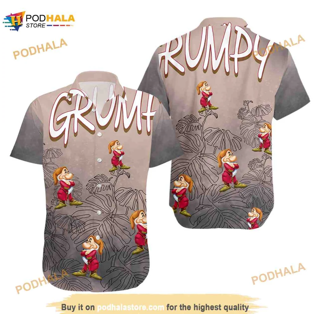 Grumpy Cartoon Tropical Hawaiian Shirt With Bold Playful Design
