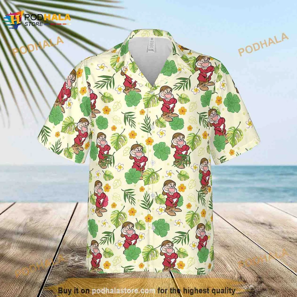 Grumpy Dwarfs Tropical Hawaiian Shirt With Colorful Floral Design