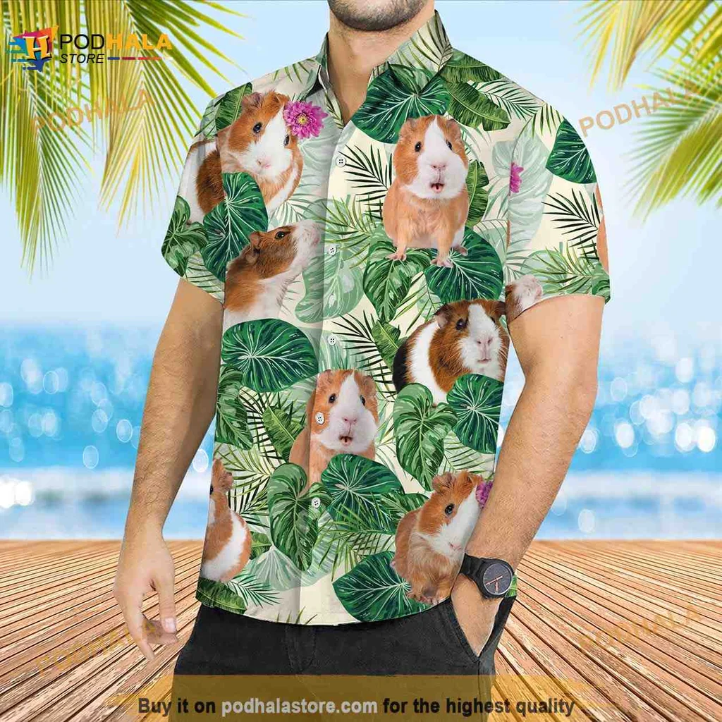 Guinea Pig Tropical Tropical Shirt With Colorful Flowers And Leaves Guinea Pig Tropical Tropical Shirt With Colorful Flowers And Leaves