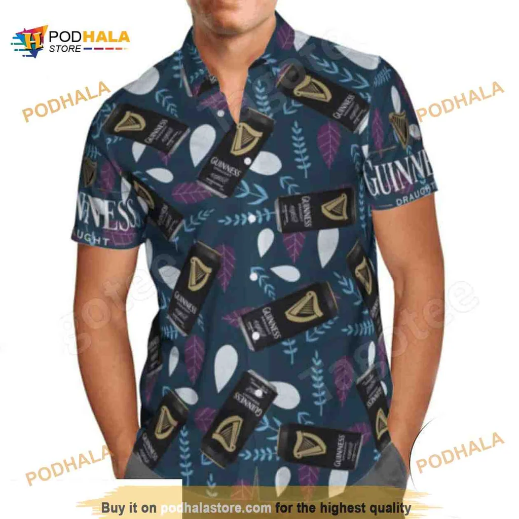 Guinness Beer Floral Hawaiian Shirt With Playful Design
