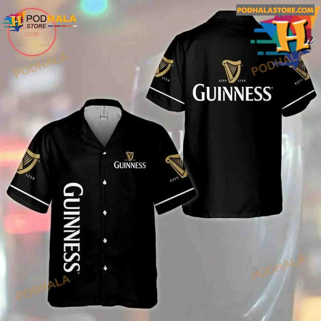 Guinness Beer Hawaiian Shirt With Classic Logo And Established Year