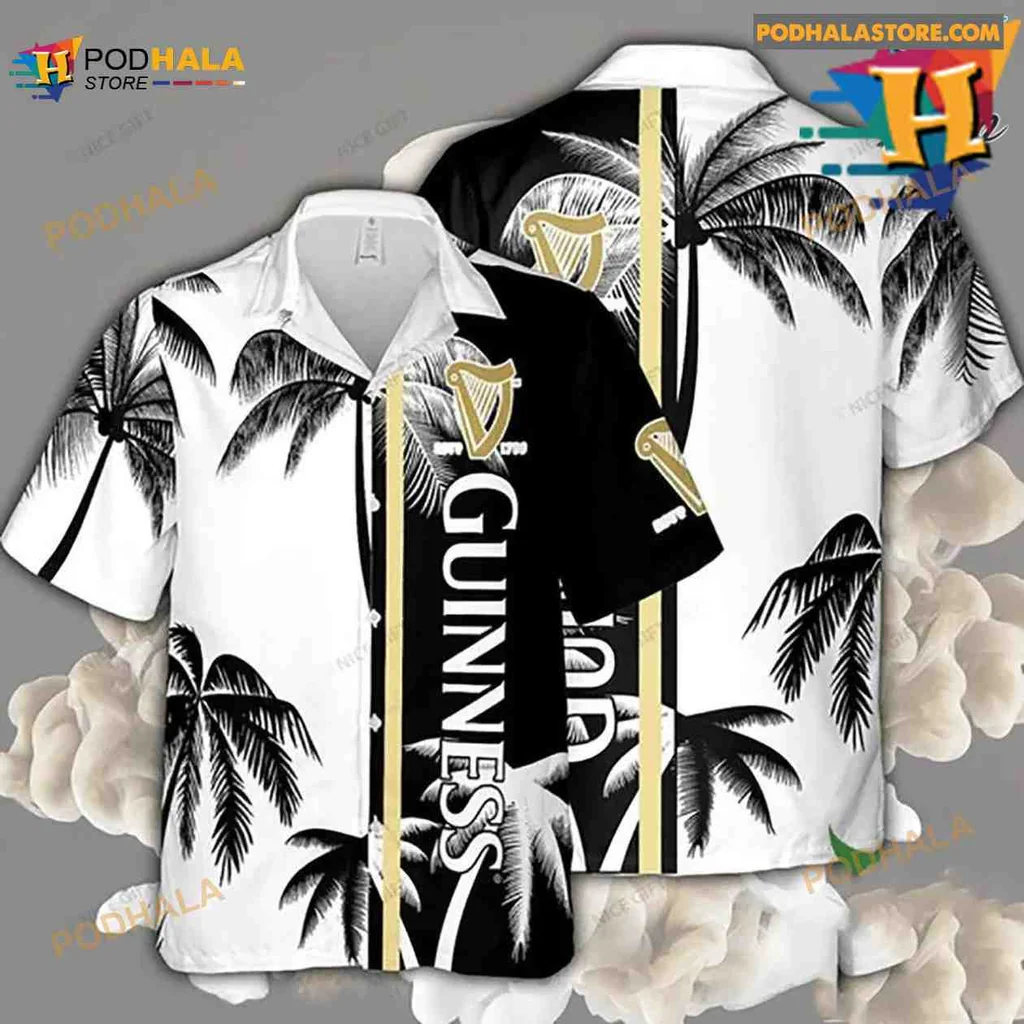 Guinness Beer Tropical Hawaiian Shirt With Palm Trees