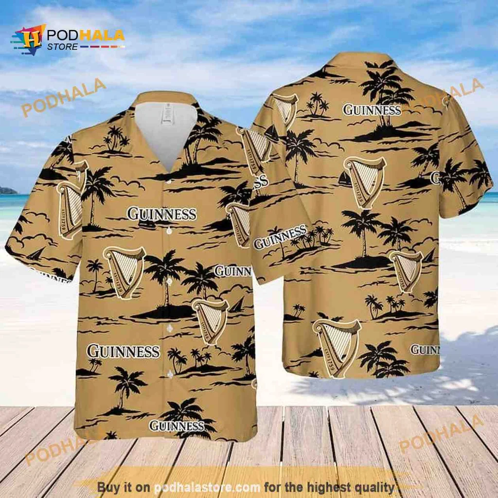 Guinness Beer Tropical Shirt With Palm Trees For Summer Vibes