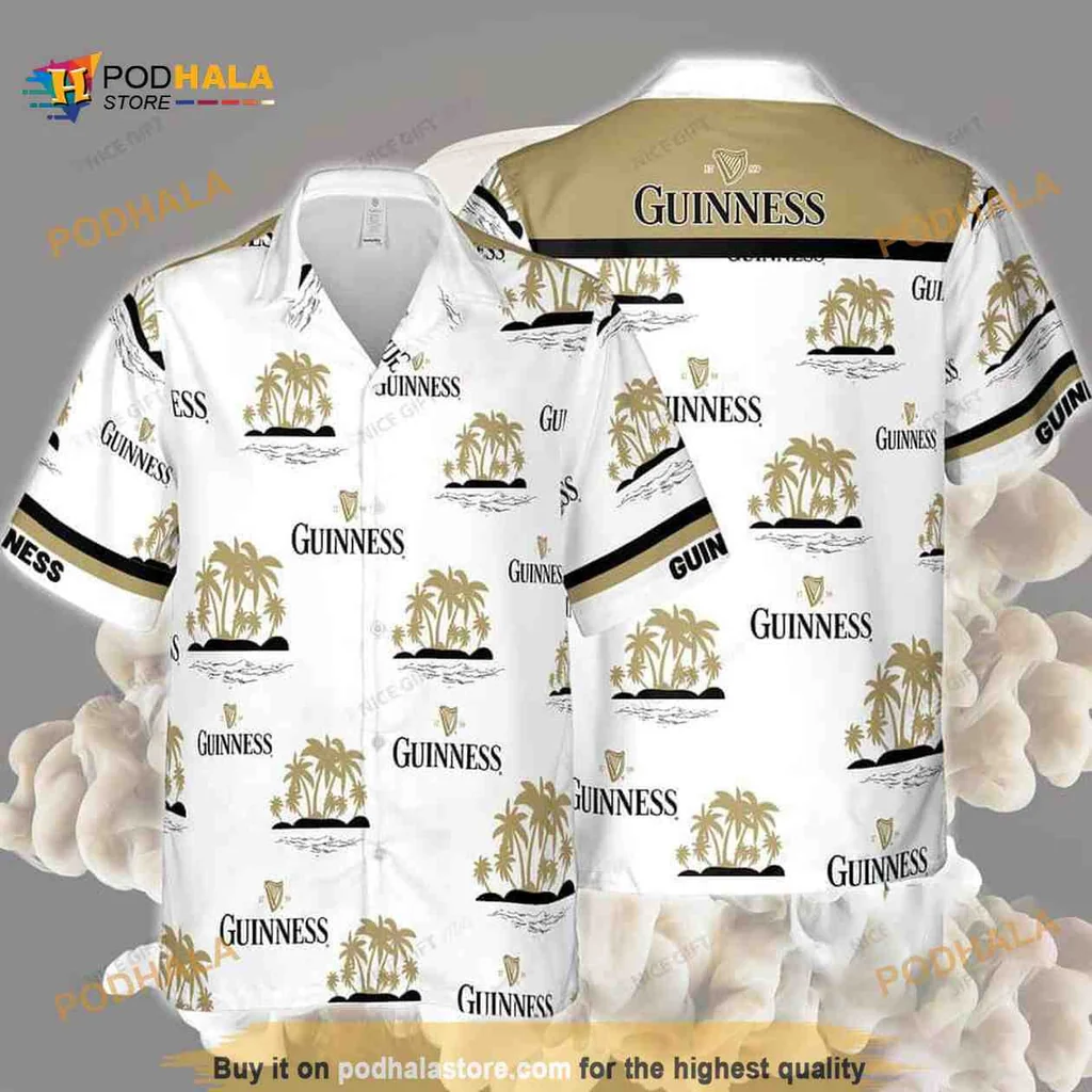 Guinness Palm Tree Hawaiian Shirt, Vintage Style For Beach Lovers