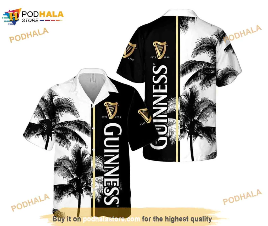 Guinness Tropical Aloha Shirt With Palm Trees For Beer Lovers