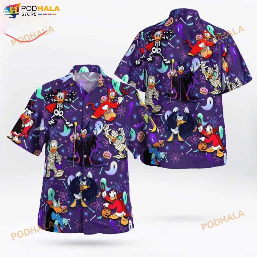 Halloween Cartoon Characters Hawaiian Shirt With Fun And Festive Design