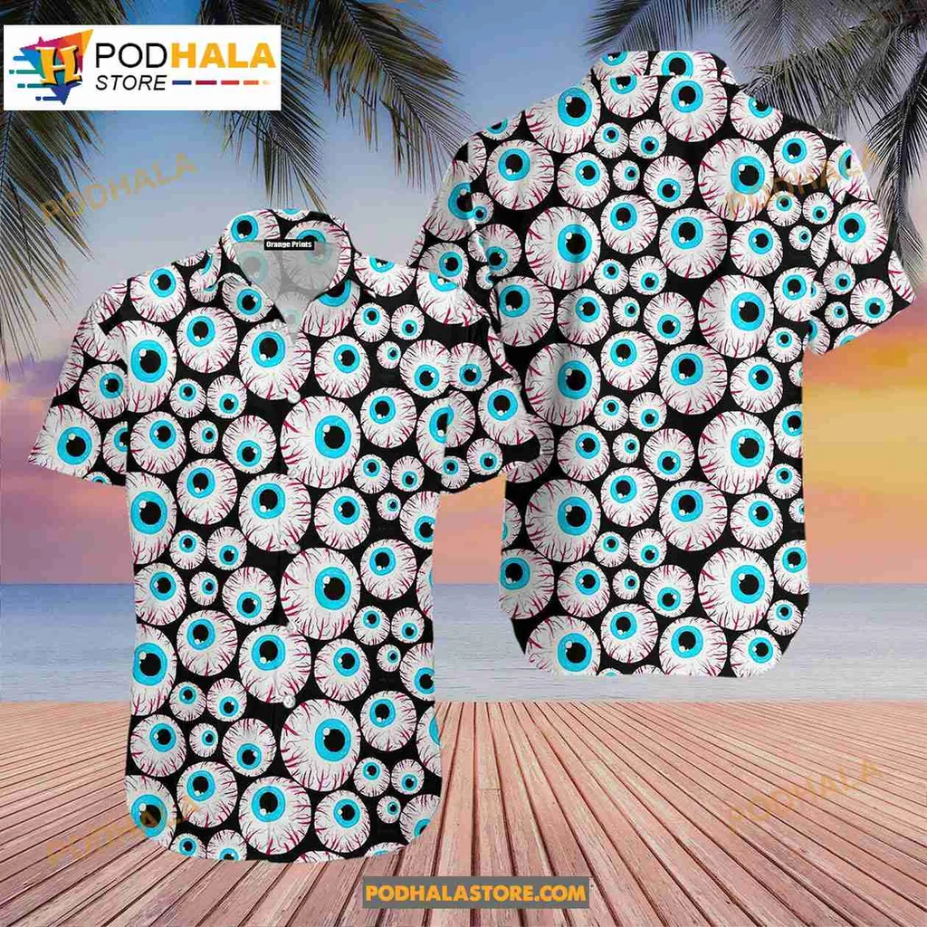Halloween Eyeballs Hawaiian Shirt With Cartoonish Design