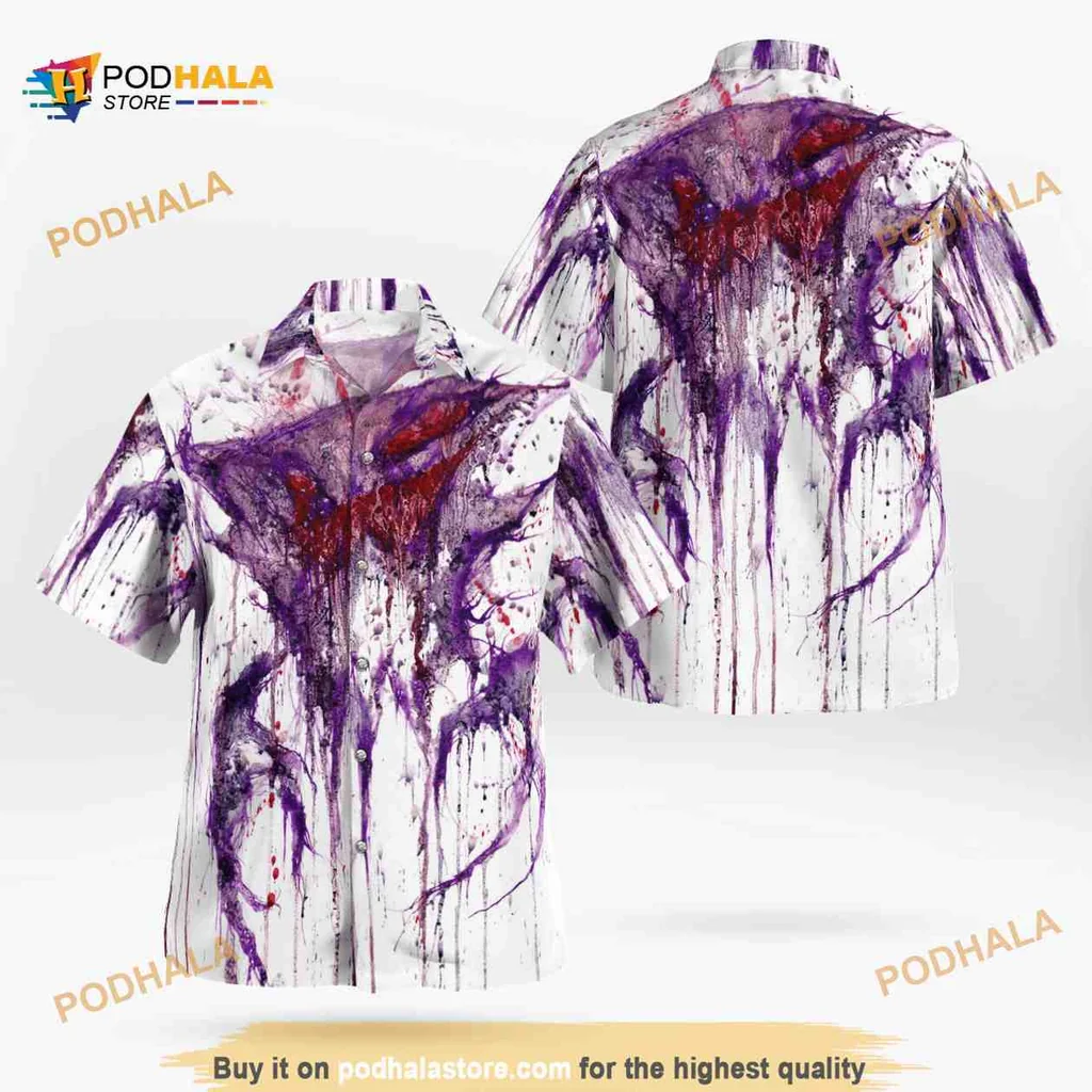 Halloween Ghost Tropical Hawaiian Shirt With Vibrant Purple Design