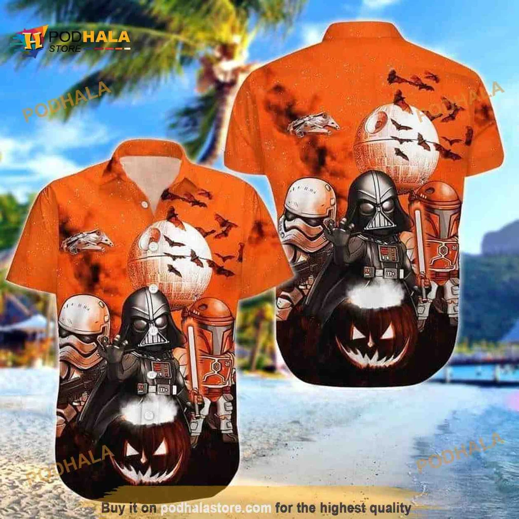 Halloween Stormtrooper Darth Vader Aloha Shirt, Funny Hawaiian Design