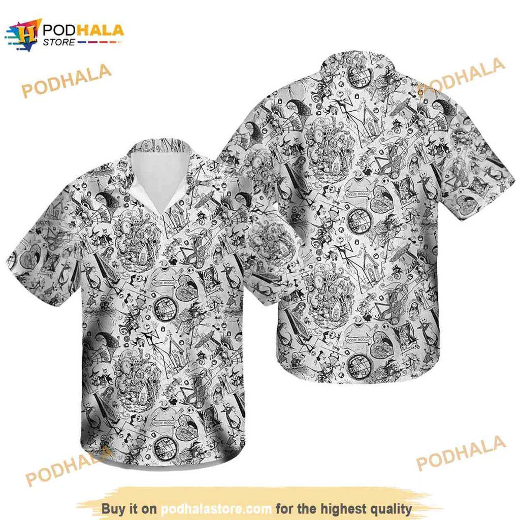 Halloween Themed Skull Pumpkin Hawaiian Shirt With Spooky Design