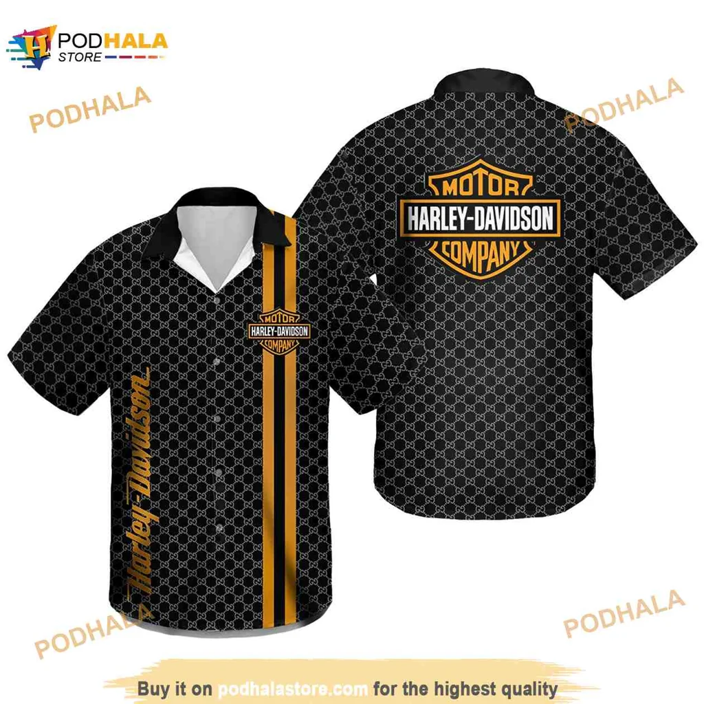 Harley Davidson Motorcycle Aloha Shirt With Bold Iconic Design