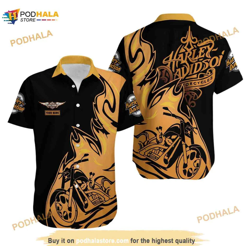 Harley Davidson Motorcycles Hawaiian Shirt With Personalized Name