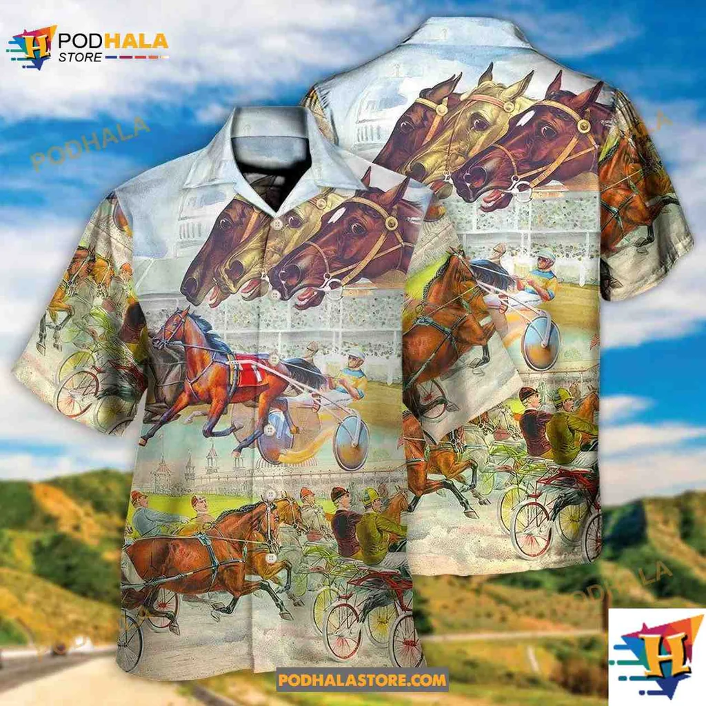 Harness Racing Horse Lover Aloha Shirt Featuring Vibrant Racing Design Harness Racing Horse Lover Aloha Shirt Featuring Vibrant Racing Design