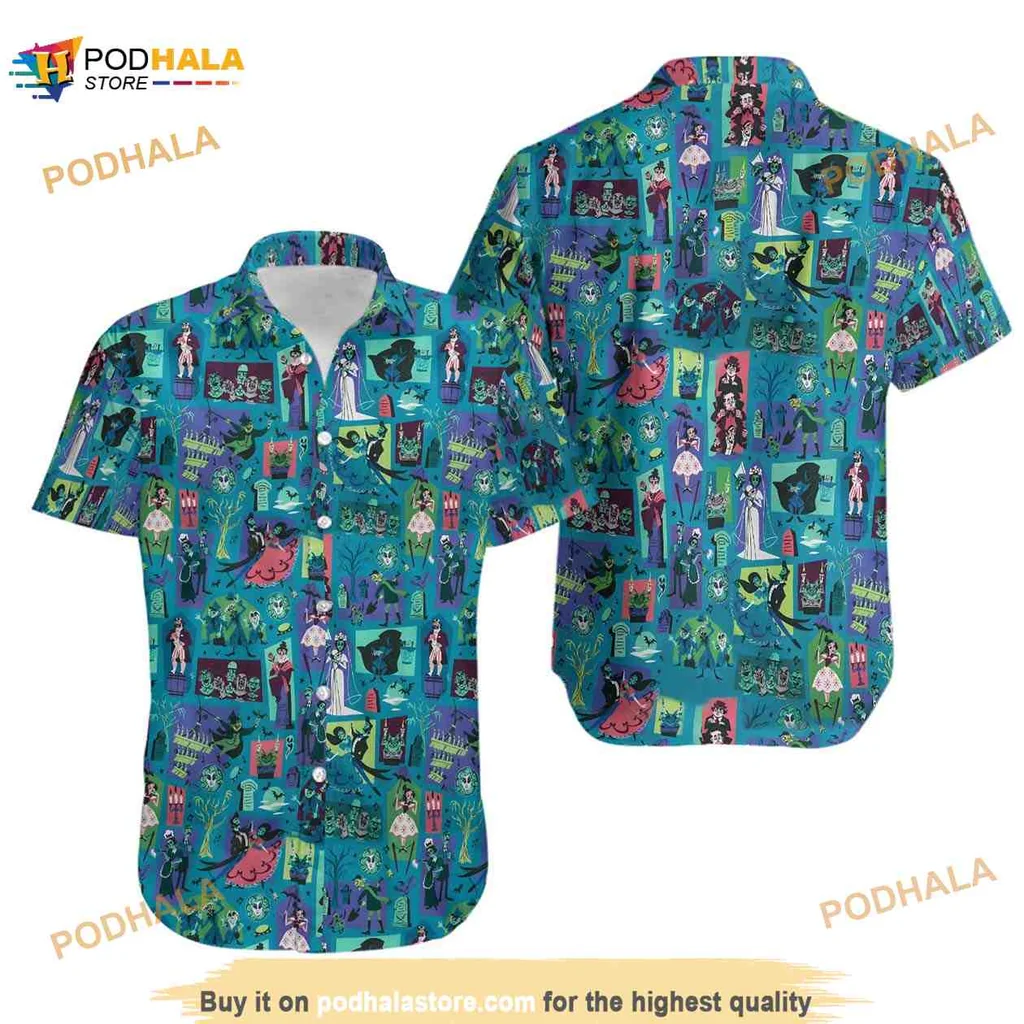 Haunted Mansion Disney Hawaiian Shirt Featuring Ghostly Bride Design