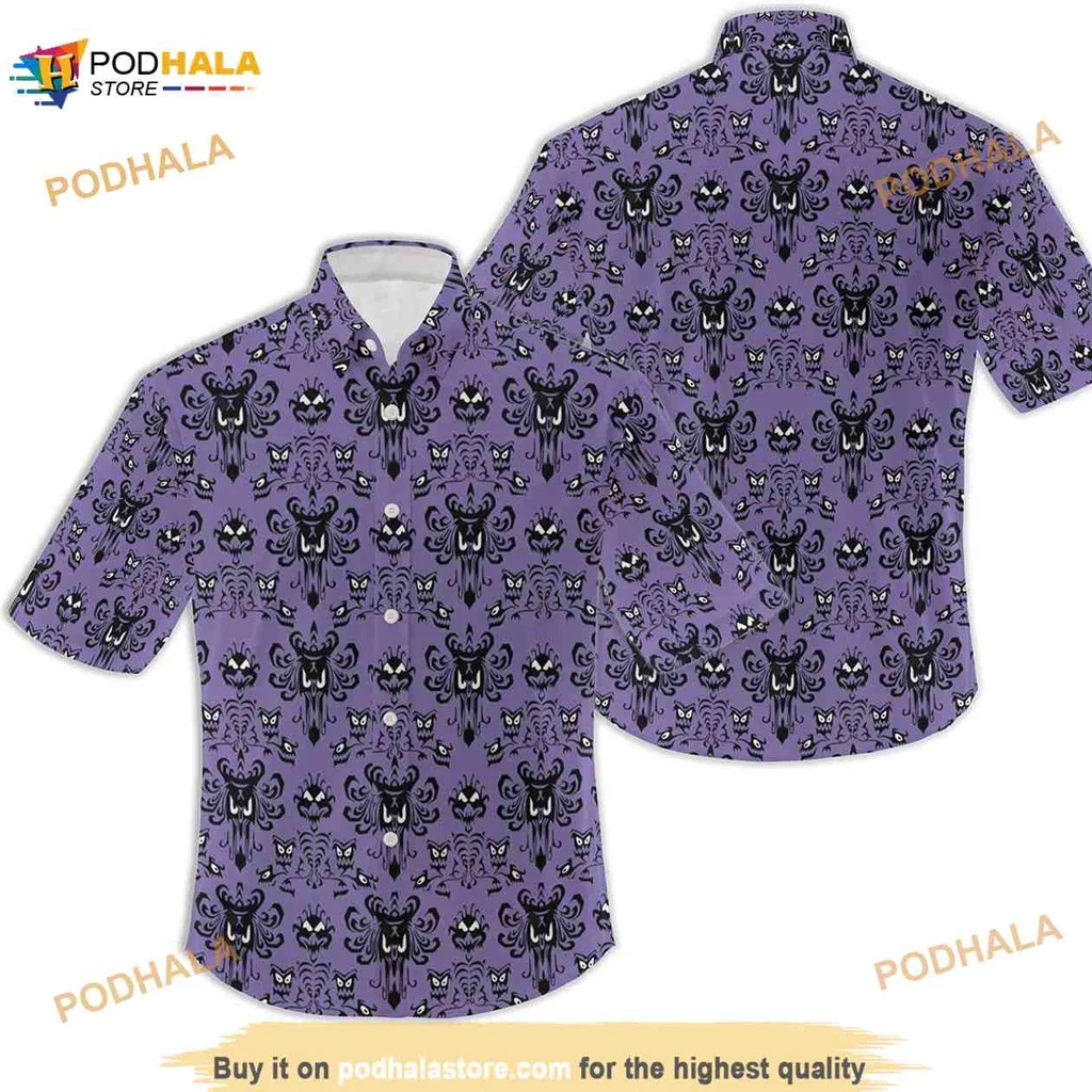 Haunted Mansion Disney Hawaiian Shirt With Spooky Ghost Motifs