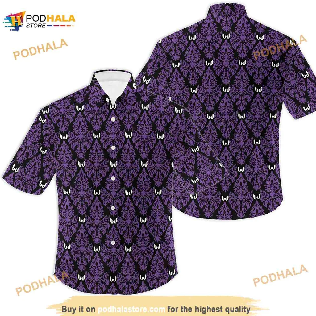 Haunted Mansion Purple Hawaiian Shirt With Ghostly Motifs