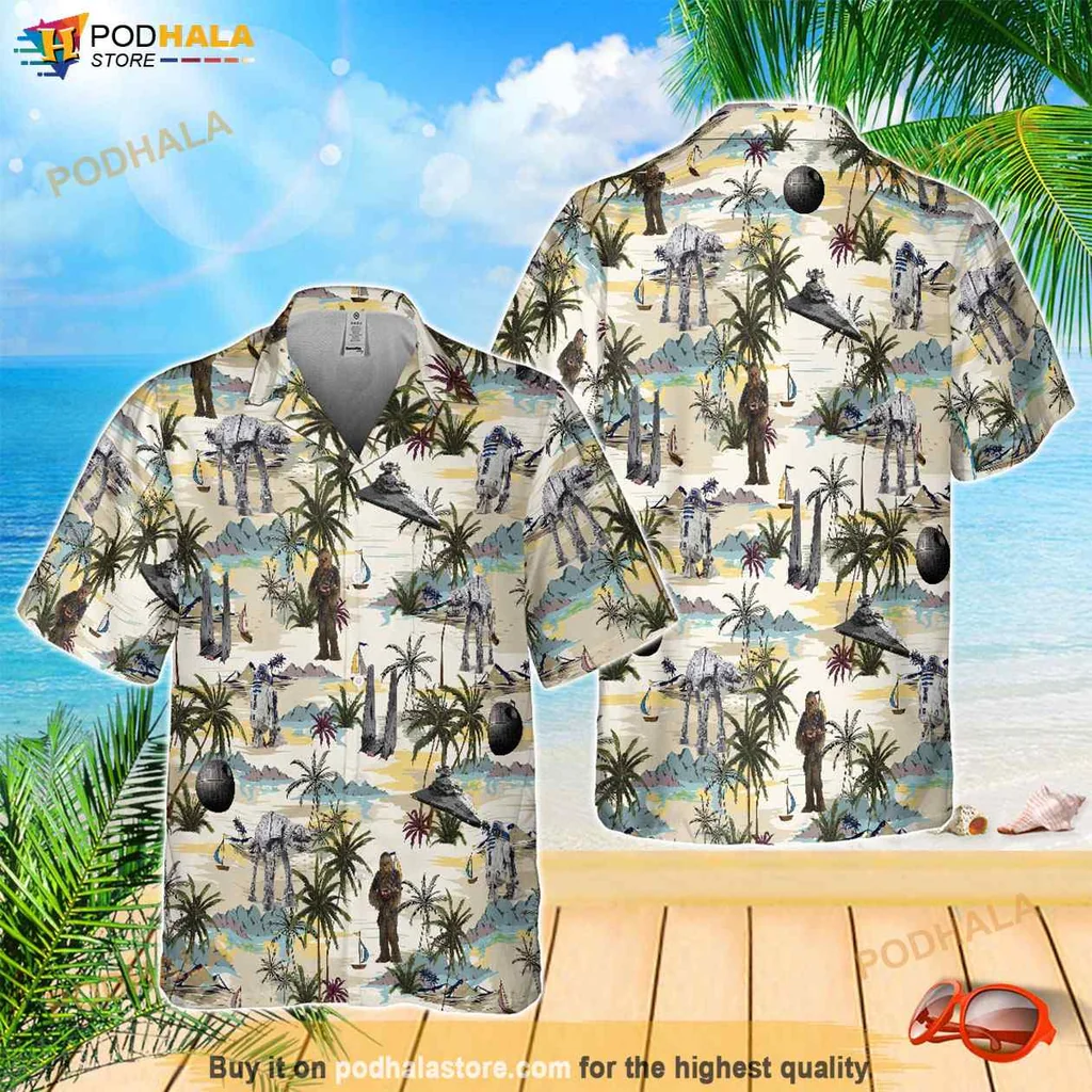 Hawaiian Cactus Summer Shirt, Vibrant Tropical Design With Palm Trees And Cacti