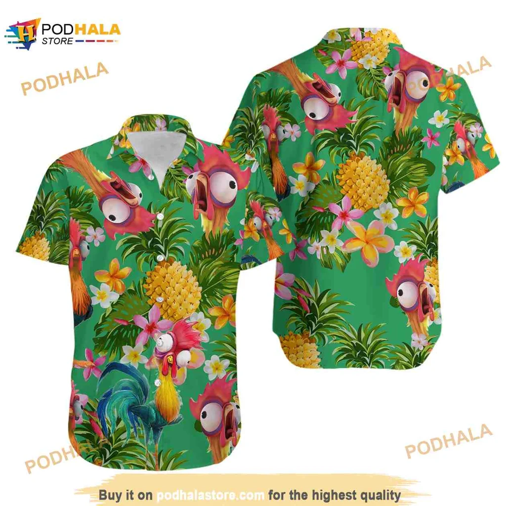 Hei Hei Chicken Tropical Hawaiian Shirt With Colorful Floral Design