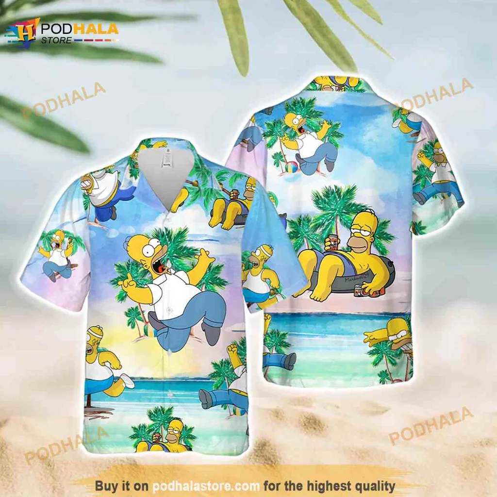 Homer Simpson Funny Hawaiian Shirt With Tropical Cartoon Design