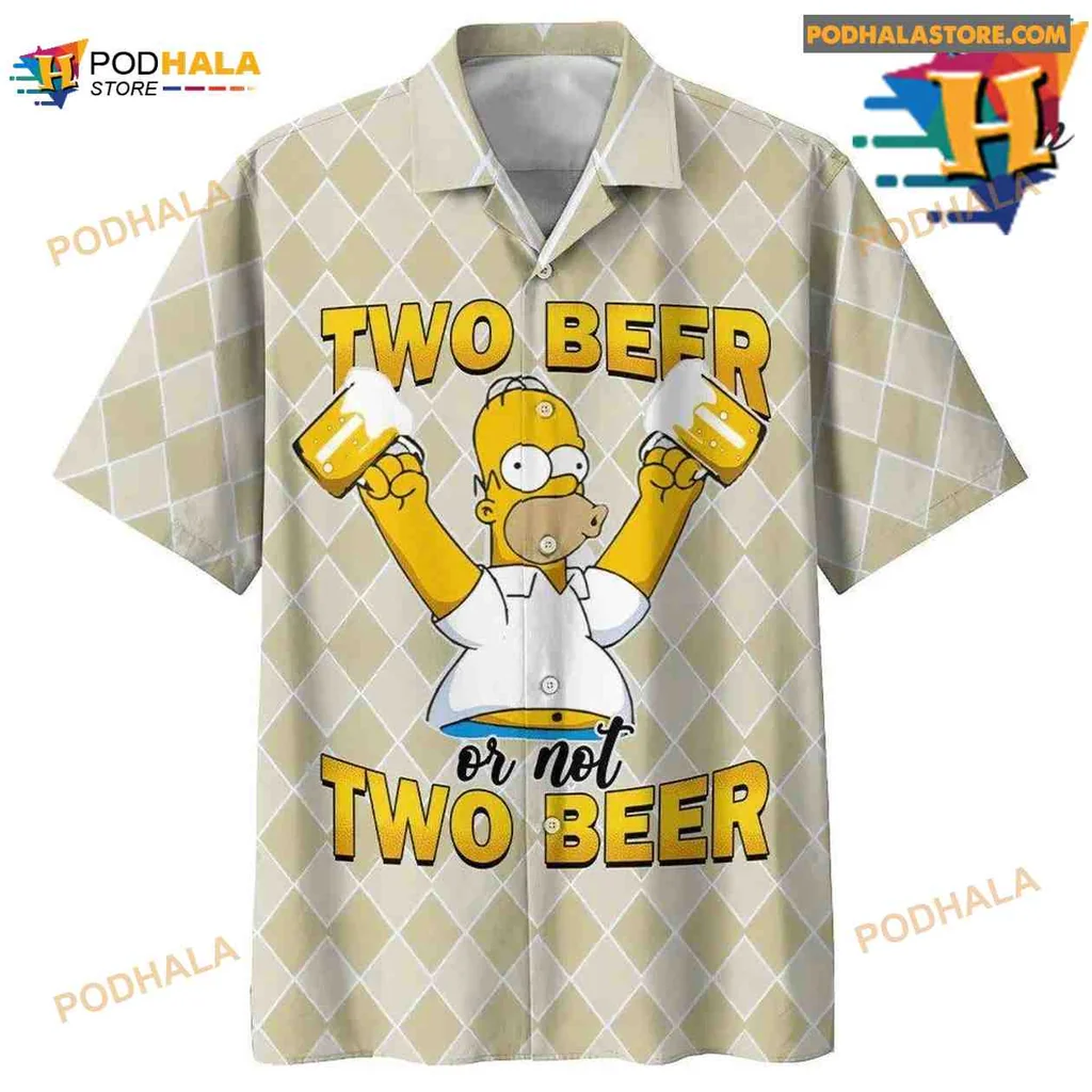 Homer Simpson Two Beer Hawaiian Shirt With Fun Cartoon Design