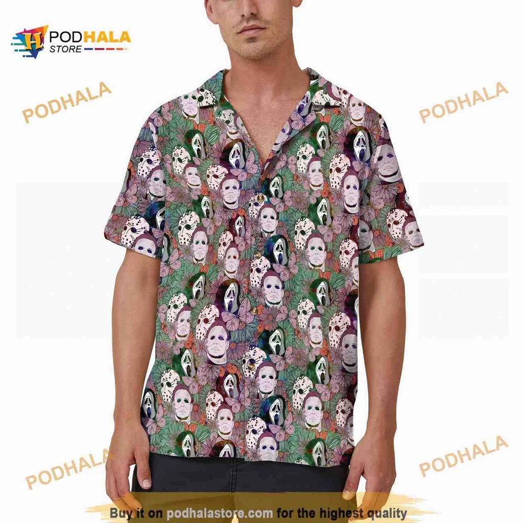 Horror Characters Hawaiian Shirt Featuring Vibrant All Over Print