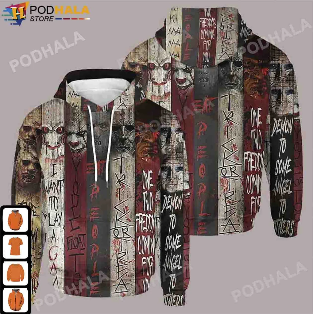 Horror Movie Slasher 3d Hoodie With Iconic Characters And Spooky Design