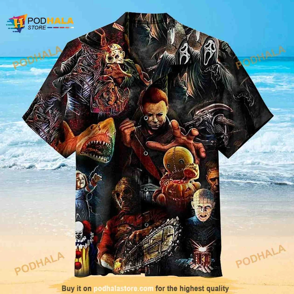 Horror Movie Themed Hawaiian Shirt With Iconic Characters