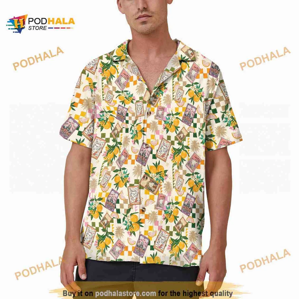 Horror Tarot Card Hawaiian Shirt With Colorful Tropical Motifs Horror Tarot Card Hawaiian Shirt With Colorful Tropical Motifs