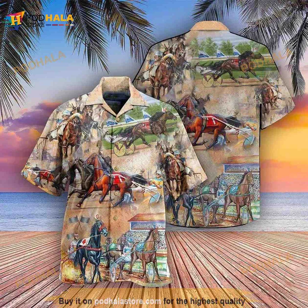 Horse Harness Racing Hawaiian Shirt, Equestrian Sport Apparel