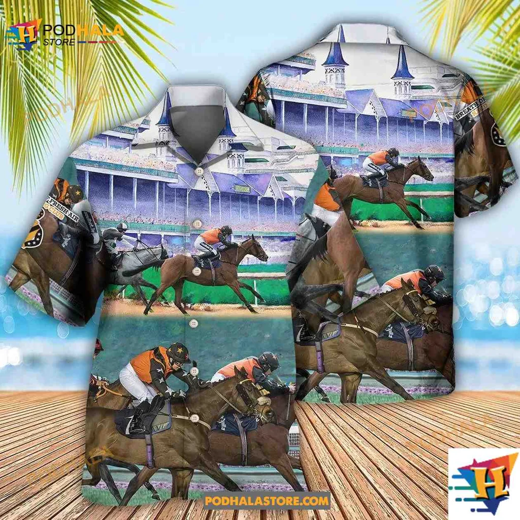Horse Racing Aloha Shirt Featuring Vibrant Jockeys And Horses In Motion
