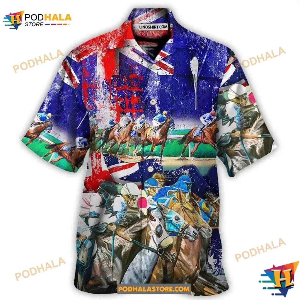 Horse Racing Lover Hawaiian Shirt Featuring Vibrant Horses In Motion